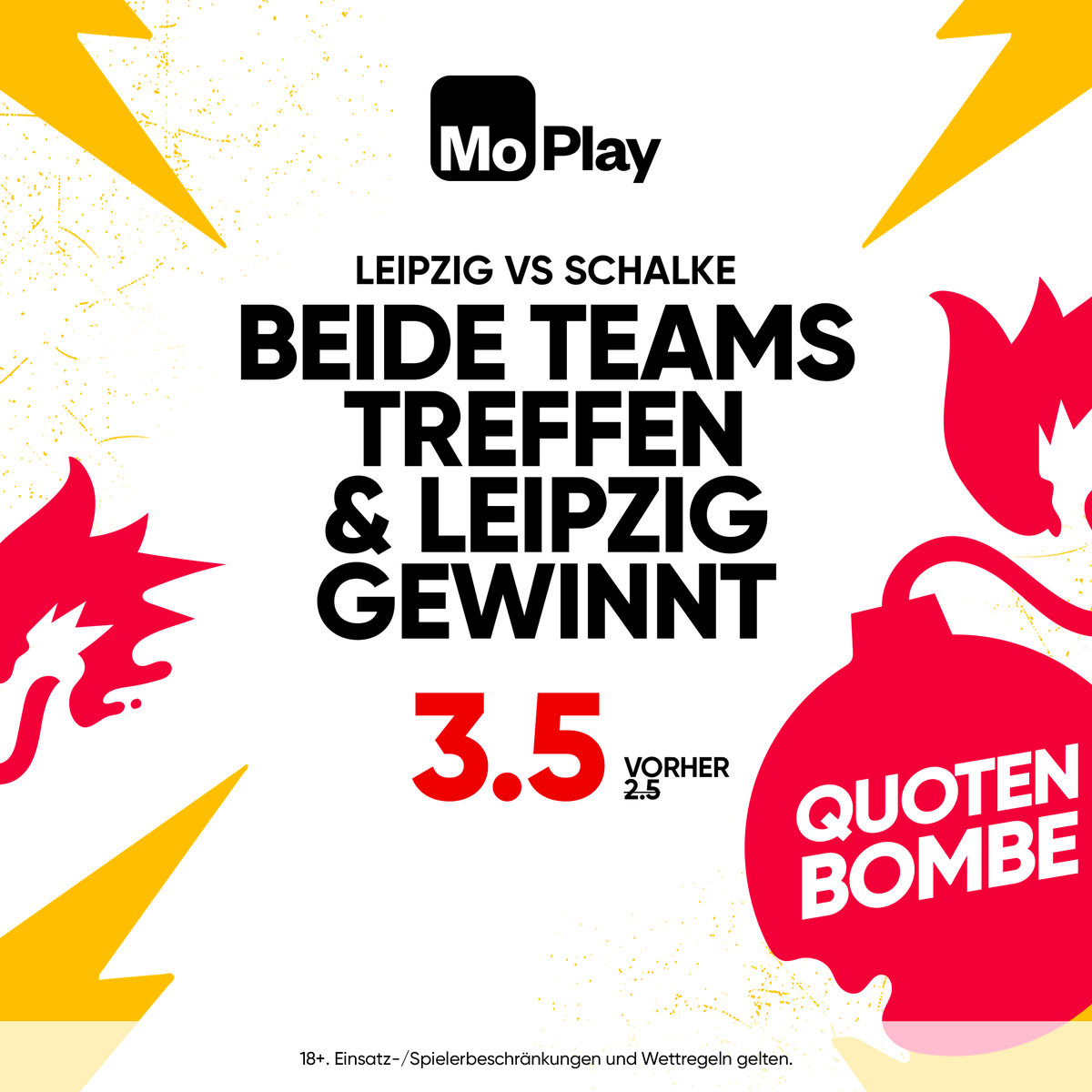 MoPlayDE's tweet photo. 🔴 RB Leipzig vs Schalke 🔵

🔝 Tabellenführer

⚽️ 13 Tore erzielt

👀 3 x ungeschlagen gegen Schalke

Quoten Bombe ist LIVE 👉 https://t.co/bh0Zd04OVc

#RBLS04 #DieRotenBullen #Bundesliga https://t.co/FEhO166gQ1