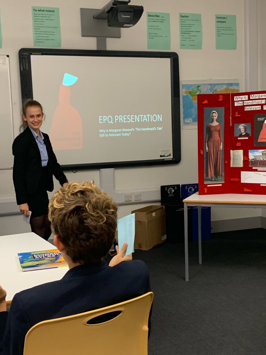 KWS_Fonthill's tweet photo. Upper Sixth students present their EPQ Projects - the result of huge amounts of hard work over 12 months. Well done to Meg, Bridie, Alix, Alex, Emily and Ellie. #FHhardwork https://t.co/rMq7jqQHa9
