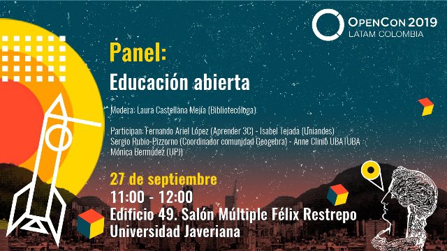 lauracastellana's tweet image. Un gran panel que nos permitió conversar y ver diferentes caminos para continuar construyendo y entendiendo la #educacionabierta 
Gracias a @open_con #OpenConLatAm2019 por invitarme a moderar este panel! 

A seguir construyendo!! 💪🏻