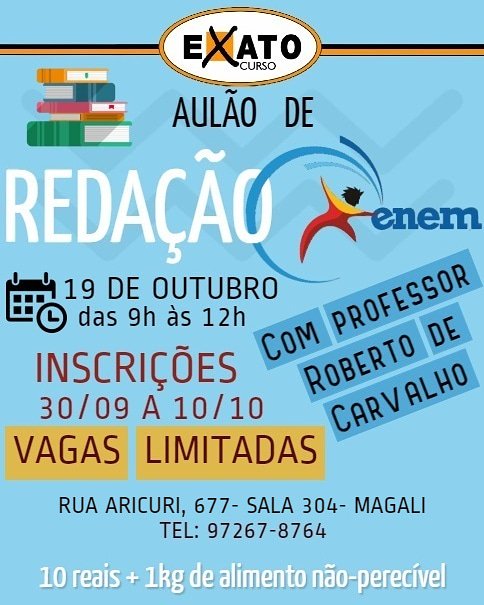 cursoexato021's tweet image. 💥ESSA VOCÊ NÃO PODE PERDER💥
✏️Nosso aulão de redação já tem data e hora marcada! Garanta sua nota 1000!
🏃🏻‍♂️Corre que as vagas são limitadas!!!!
📞 97267-8764 / 96874-9504
.
.
.
#enem #redacao #notamil #intensivao #aulao #inscricoes #enem2019 #exato #exito #cursoexato #seusucesso