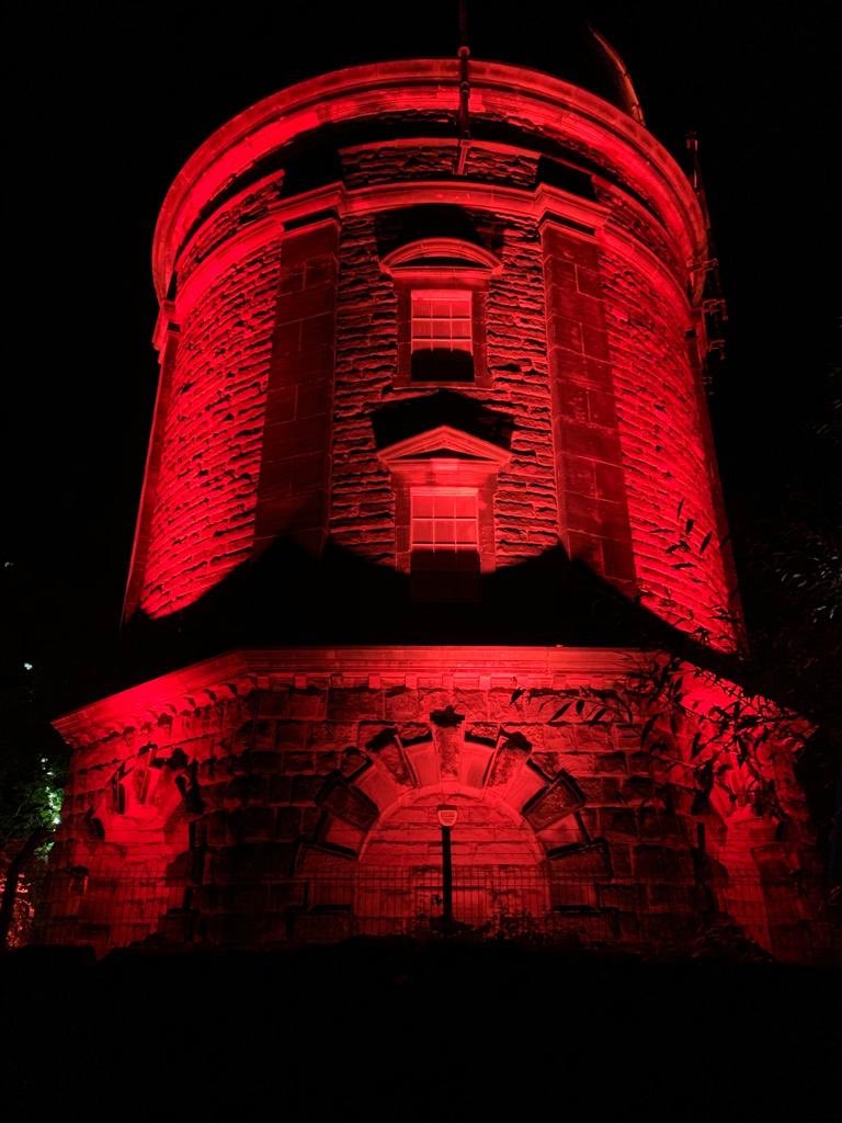 HarrogateFest's tweet photo. Don’t forget to wander on up to @TotherTower to see the gorgeous lighting there too. Special thanks to @YorkshireWater! #Harrogate1571 is making our little spa town look rather beautiful tonight. https://t.co/jmTOrJx37S