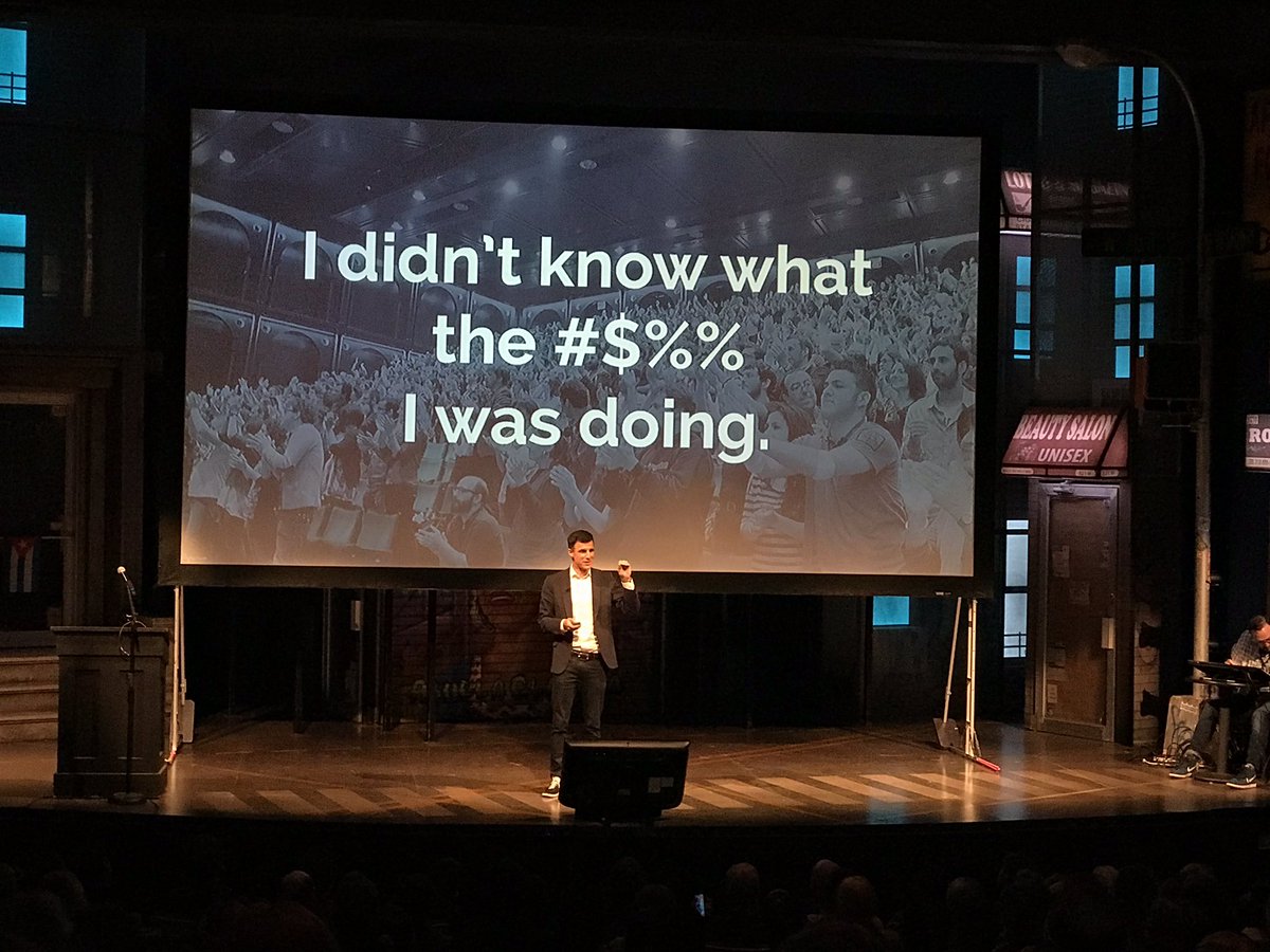 “The secret to starting something new is not knowing what you are doing.”

How fitting that @kendavenport was speaking from the stage in front of a set at Portland Center Stage at  #cre8con2019