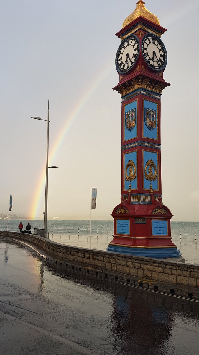 True_Belle's tweet photo. Somewhere over the rainbow ... The clock tower on Weymouth esplanade yesterday evening . #Septembershowers. https://t.co/dUdUwvZ4vH