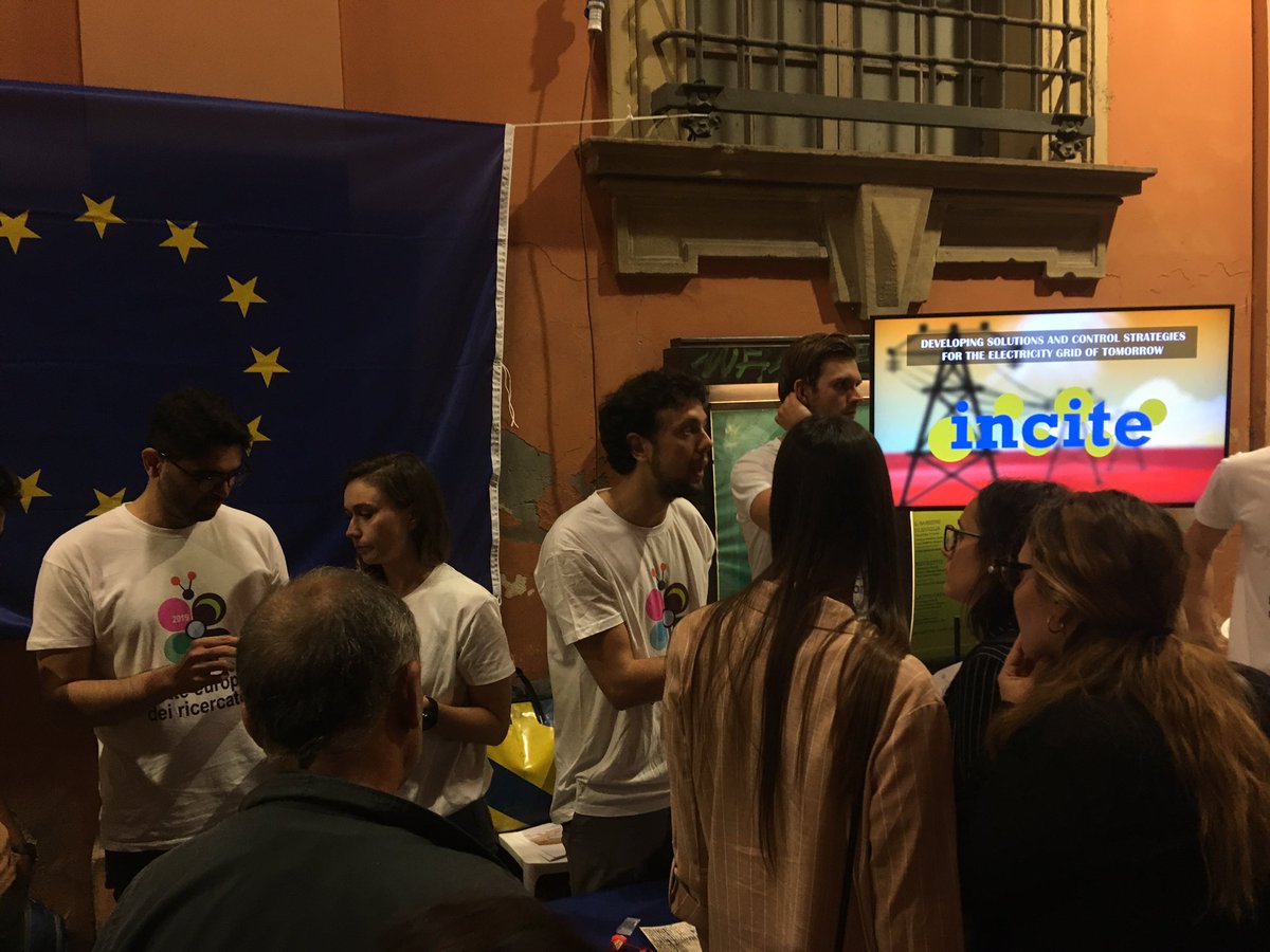 Friday night!! 🍾🕺🏻💃🏻👨🏻‍🏫👩🏻‍🏫
 @incite at the European Researchers’ Night!⚡️
Tonight  <a href="/IngCamiloO/">Camilo</a> is sharing his work with the public during this annual science event.
We welcome you to come and ask about our project.📍Bologna, IT
<a href="/MSCActions/">Marie Skłodowska-Curie Actions</a> #MSCAnight #smartgrids #renewableenergy