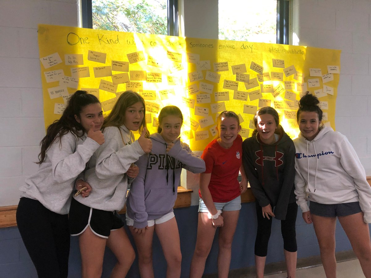 adamsguidance1's tweet image. RAMS wrapped up #startwithhello week with a music filled lunch room! Students in grades 6, 7 and 8 contributed messages of hope and consideration to our group poster. As one student wrote "every friendship starts with hello". @RAMSHollistonPS