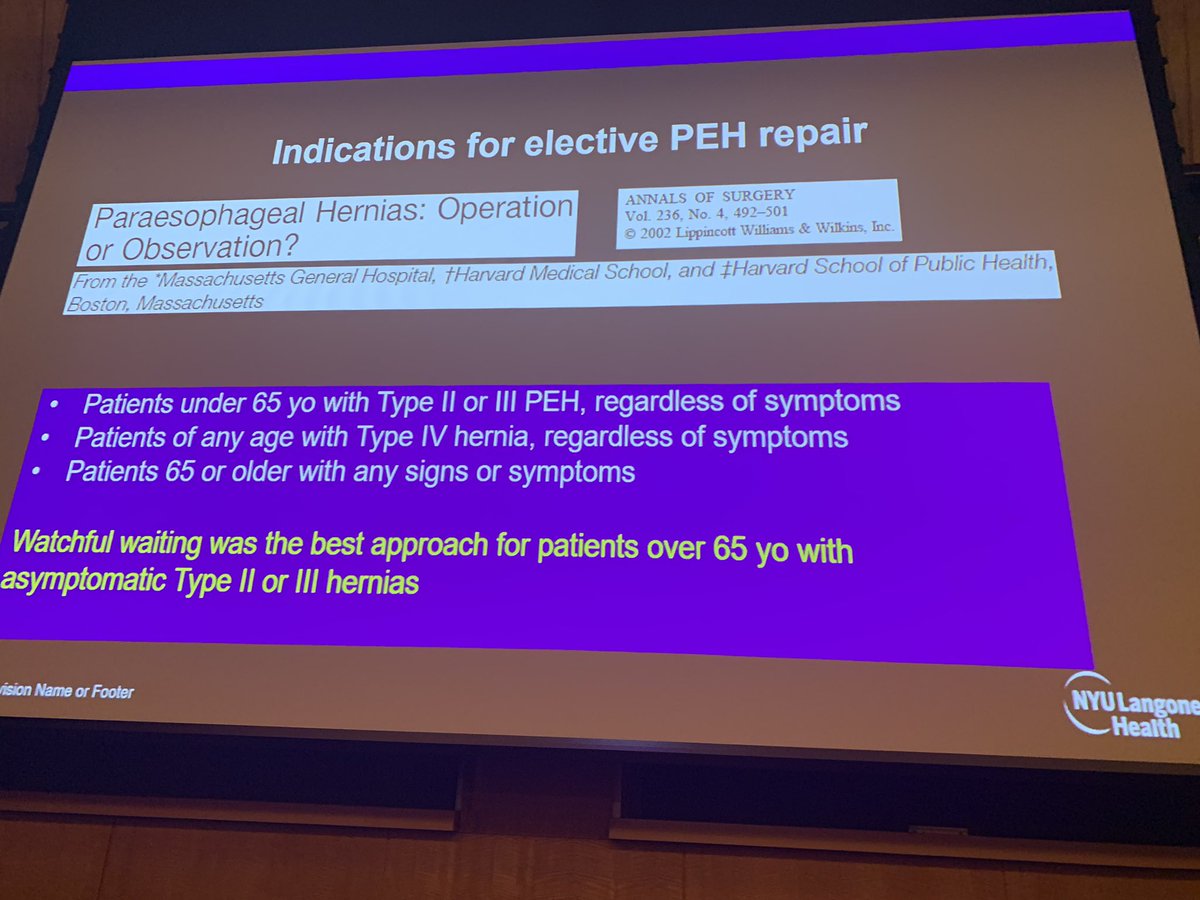 DrRitaKnotts's tweet photo. Excellent talk by @DamaniTanuja discussing paraesophageal hernias indications and treatment options. #biggutesophagus #gerd #surgery #refluxtherapy @nyulangone https://t.co/RbFxySYBnE