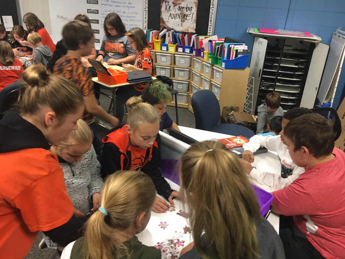 MrsSimacek's tweet photo. 5th graders learning about the Habit of Mind, Thinking About Thinking fun activity - building puzzles WITHOUT the picture @mpqripon #mpqtigerway #riponwiproud #ripon5th @MissMegHartzell @JanetErnst https://t.co/pnvLwsJbTO