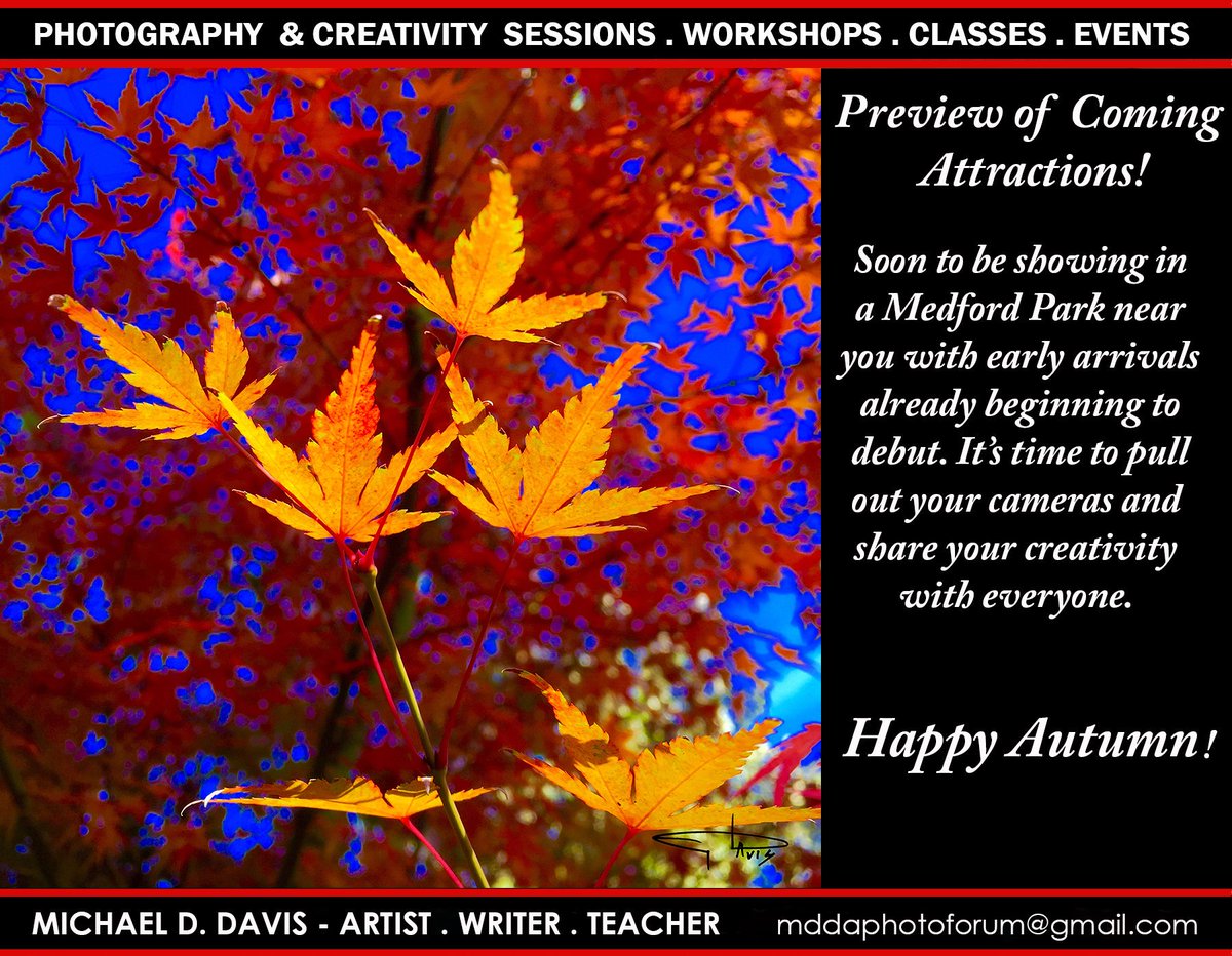 Take the ordinary and turn it into something extraordinary. The Photo Forum is a place you can discover how. Come join us on Saturday mornings from 10am-11:30am. Sign up on line at playmedford.com or email mddaphotoforum@gmail.com for more information.