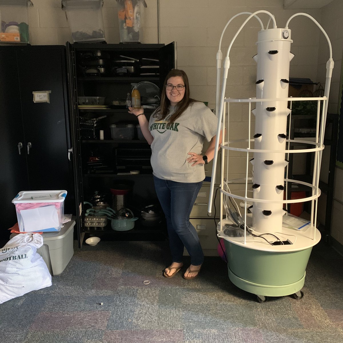 Mrs. Hall is staying optimistic with her new foods lab space.  Can’t wait for the new classrooms to be done. #whiteoakvikings