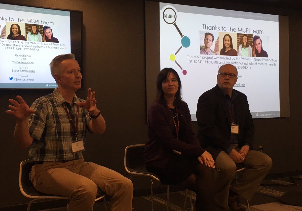 All-star panel of current &amp; former <a href="/michiganstateu/">MSU</a> researchers talking about networks &amp; brokerage: Jim Dearing from <a href="/CommDeptMSU/">MSU Department of Communication</a>, <a href="/jennawneal/">@jennawneal@🐘.social</a> from <a href="/MsuPsychology/">MSU Psychology</a>, and Doug Luke from <a href="/cphsswustl/">CPHSS</a>. #WTGBrokers2019