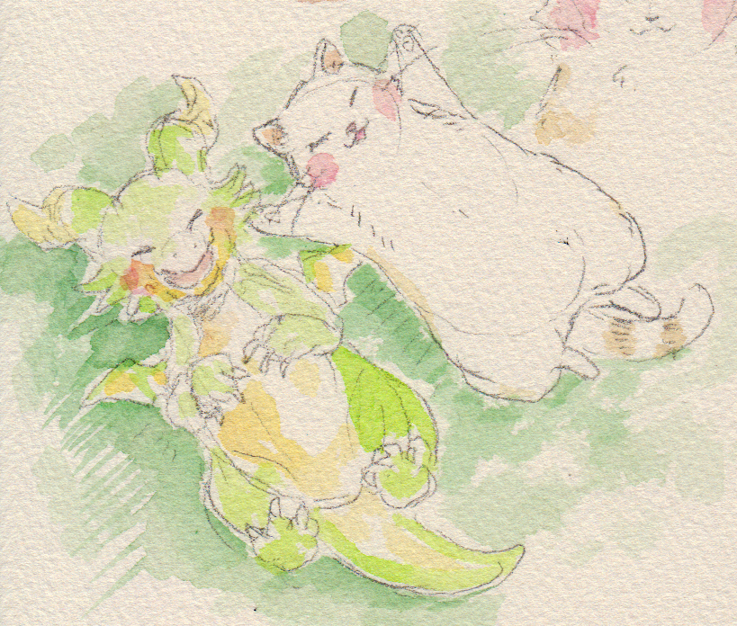 「#ドラゴンの卵を拾った野良猫シリーズ
水彩練習 」|いぬひろ🍤やせいのエビフライ発売中🐉🐈ドラ猫書籍化決定のイラスト