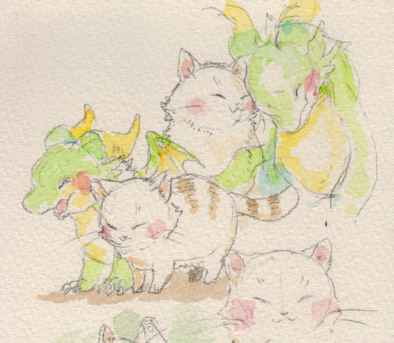 「#ドラゴンの卵を拾った野良猫シリーズ
水彩練習 」|いぬひろ🍤やせいのエビフライ発売中🐉🐈ドラ猫書籍化決定のイラスト