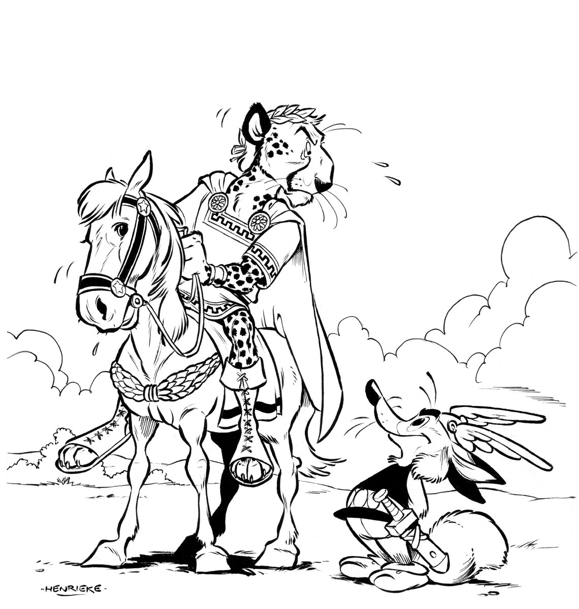 ..and to stick with the Astérix theme, some older art…  8 years ago Eurofurence asked me to draw some material for their convention which had a Roman theme that year. Their chairman's nickname is Cheetah, so that was too easy! I put special effort into imitating the autograph :P 