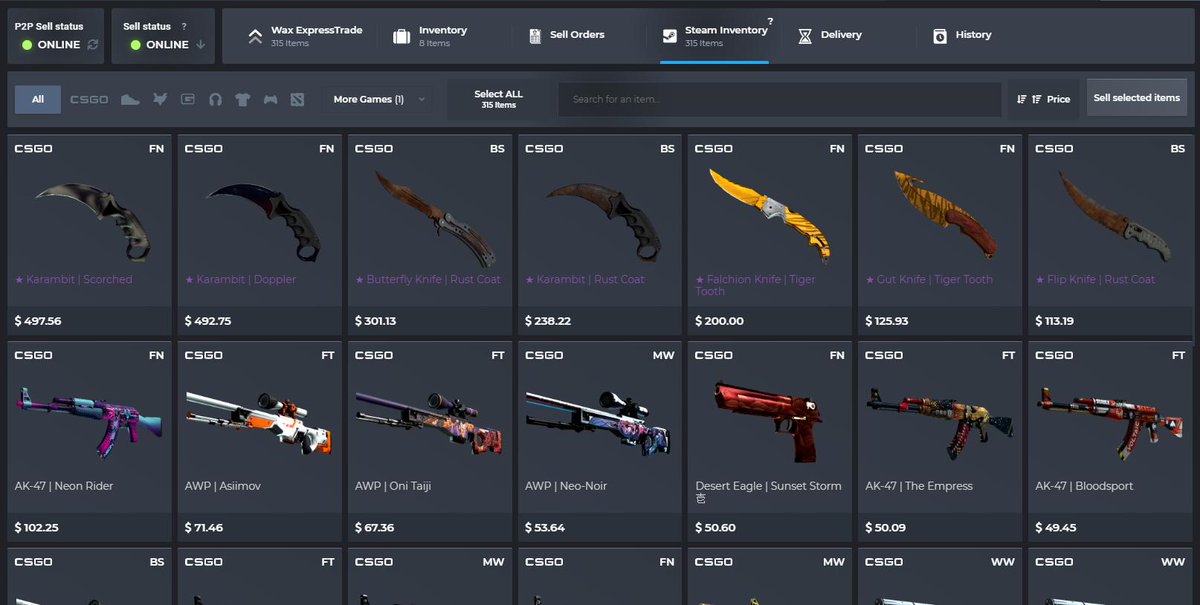 selling csgo skins