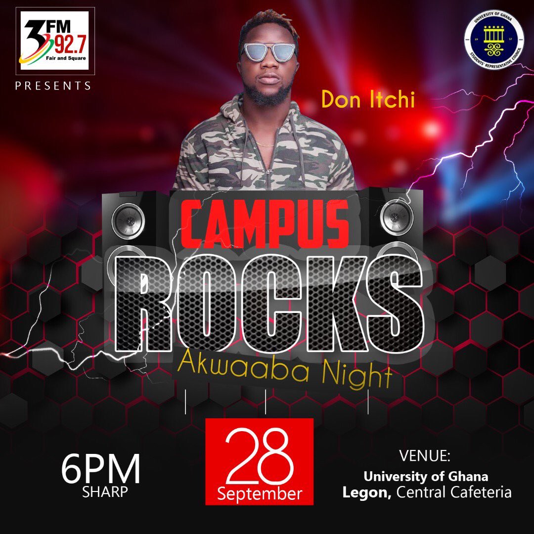 TrybeM's tweet photo. Going down inside Legon campus tomorrow night. Campus go Rockππ π₯ π₯ @Donitchi7 @fameye_music @twitch4eva @OpankaGH @kelvynboymusic_ @3fm927
#trybemedia #Legon https://t.co/4Ursc43qmk