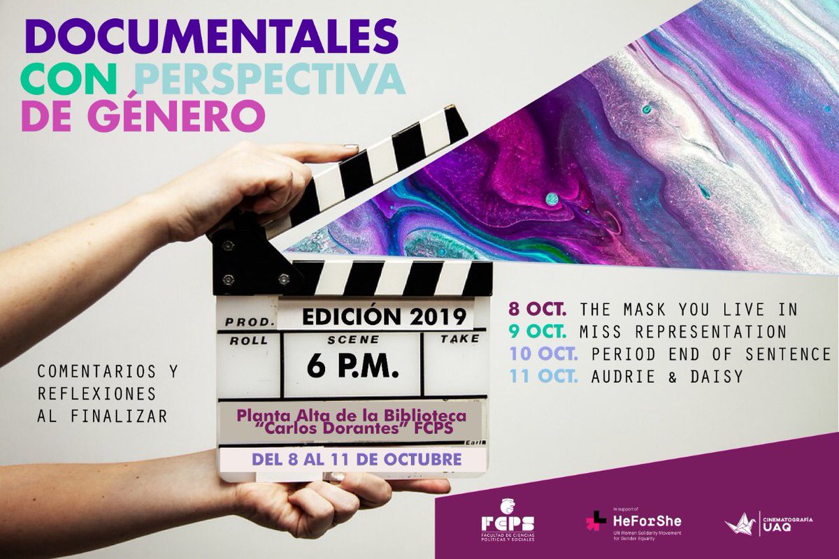 heforsheqro's tweet photo. Te invitamos a nuestro Ciclo de Documentales con Perspectiva de Género!
No te lo puedes perder!
Te esperamos!
#HeForShe
#SomosHeForShe https://t.co/36rMoQ2kcD
