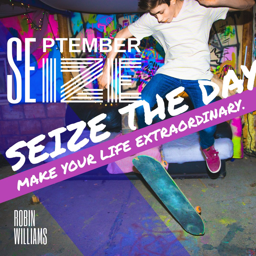 Make this #friday count! 👏 There is always a new way to challenge, test, create and thrive! ☑️ #tgif #fridayfeeling #sizetheday #carpediem #robinwilliams #quote #celebrityquote #septembergoals #hustle #friyay