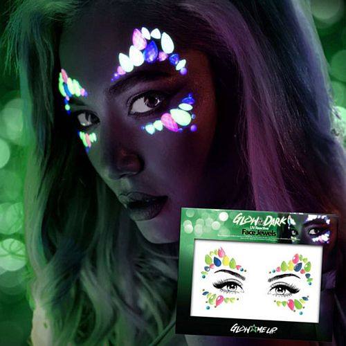 BeautBalloon's tweet photo. Get ready to have all eyes on you, with the lights on OR off with our NEW UV reactive face gems! Check out our glow in the dark face jewels on our website! #uv #glow #glowinthedark #party #facejewels #fancydress 
https://t.co/Ct95v3yg81 https://t.co/o2hfpGvw5P