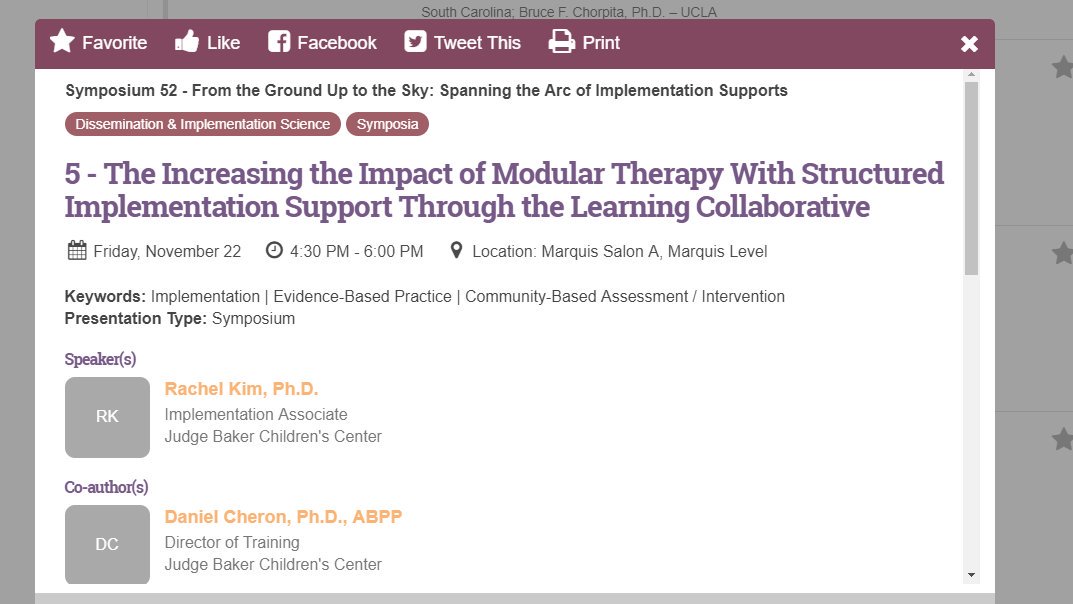 dis_sig's tweet image. Talk 5 of 5: Kim et al. will discuss the impact of structured #implementationsupport provided through #LearningCollaborative methodologies on the #uptake and #utilization of the #Modular Approach to Therapy for Children (MATCH) compared with clinical training & consultation model