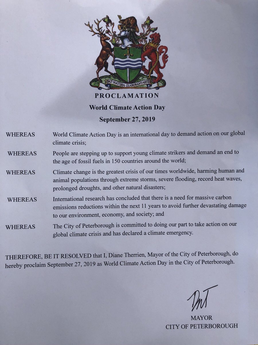 kimzippel's tweet photo. Our @MayorPtbo has just proclaimed September 27th to be World Climate Action Day in the City of #PTBO @CityPtbo @PtboCounty #ClimateActionPtbo #FridaysForFurture https://t.co/XIhSFJJImF