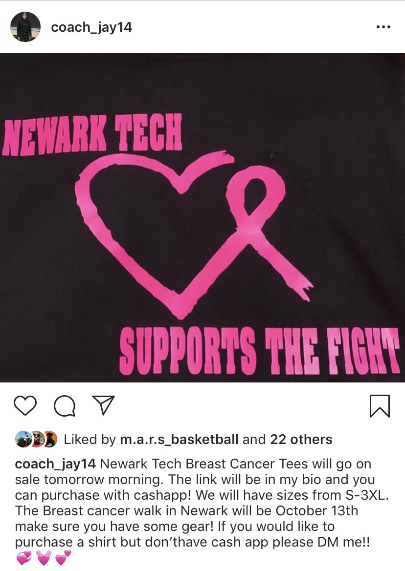 newarktechgbb14's tweet photo. Gearing up for the breast cancer walk in Newark October 13th. If you would like to walk or support the team and purchase a shirt DM us or contact Coach Jay or Coach Ja personally 💜🖤 #TechSZN #techfamily #cancerwalk #newark #nj https://t.co/511Isf38Ts