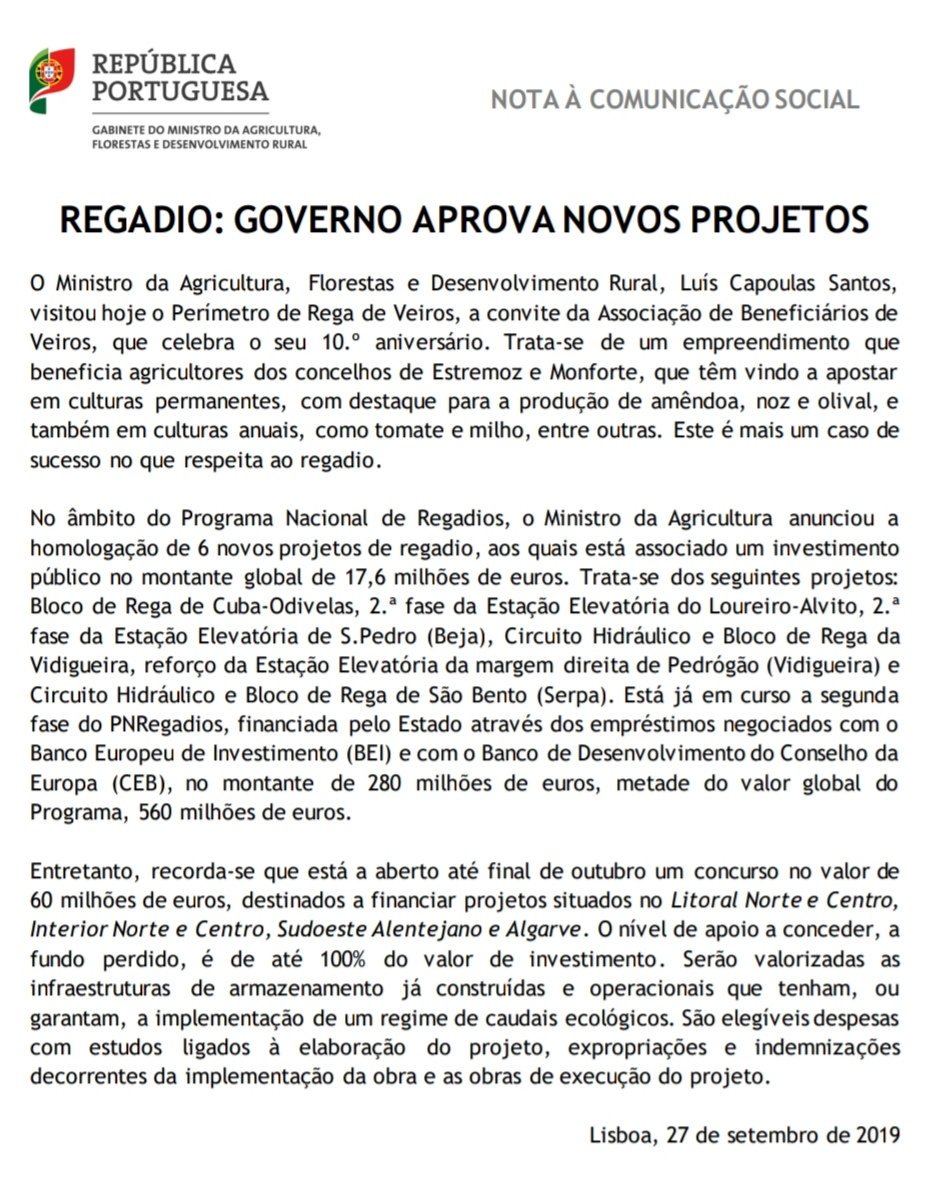 agricultura_pt's tweet photo. Regadio:  Governo aprova novos  projetos

#regadio #MAFDR #Governo #DGADR https://t.co/mZo5uMfDyW