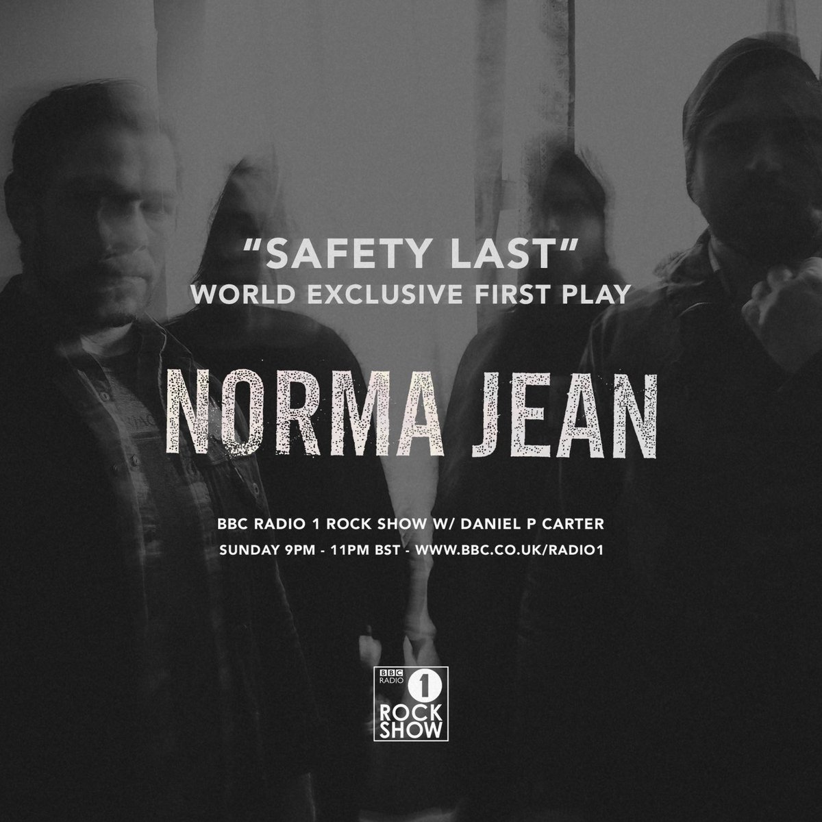 NormaJeanBand's tweet photo. S A F E T Y L A S T.
BBC world exclusive first play w/ @danielpcarter and @radio1rockshow. SUNDAY!
.
#bbc #bbcradio1rockshow #danielpcarter #allhail #thealmighty #normajean #safetylast https://t.co/dmqpDPrz8Z https://t.co/XZnXfaxz94