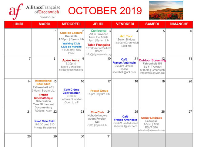 AFGreenwich's tweet photo. Your French Week until 10/6 #french https://t.co/WlQc4ZImP4 https://t.co/xwJQNPgOFq
