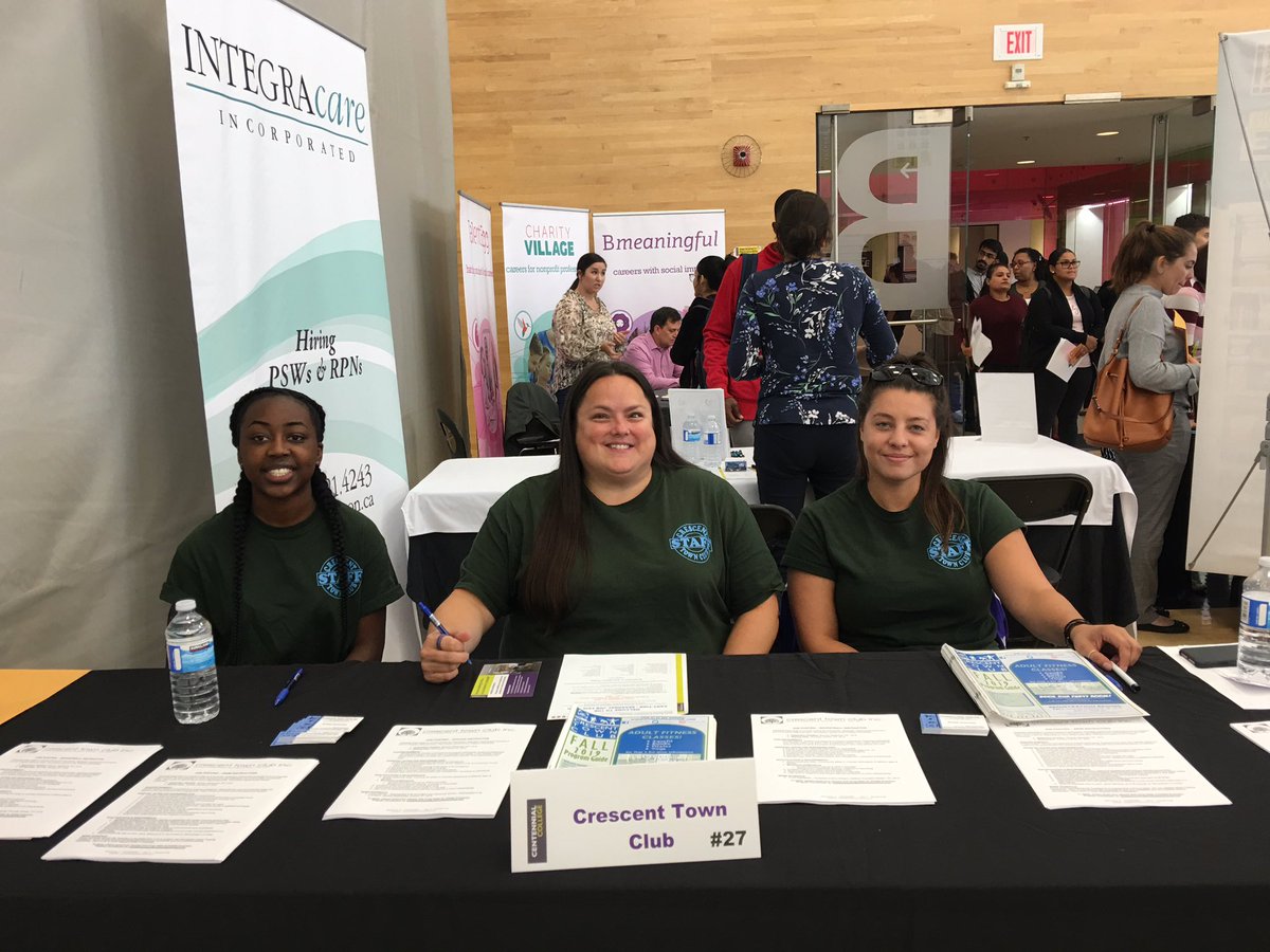 CrescentTownCC's tweet photo. Weβre at the Centennial College Job Fair today at Progress Campus! If youβre at the school, stop by and visit us! We are hiring Swim Instructors, Soccer Instructors and Basketball Instructors! #CCJobFair https://t.co/Jxp32r1r1O