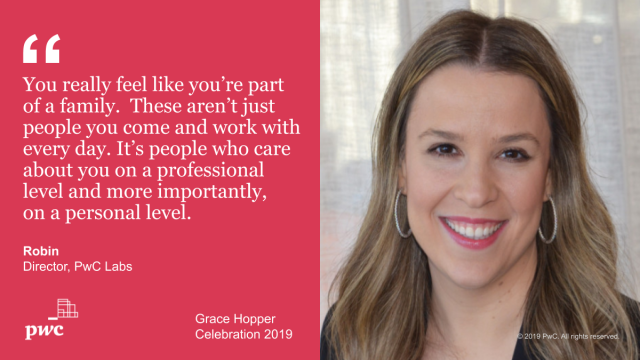LisaFeigenDugal's tweet photo. Why PwC? For Robin, it's the work as well as the people. Meet her and others from #teampwc at #GHC19 or explore life at PwC for yourself. https://t.co/ZBfA2Tz0Bc https://t.co/95QIOXJAZT