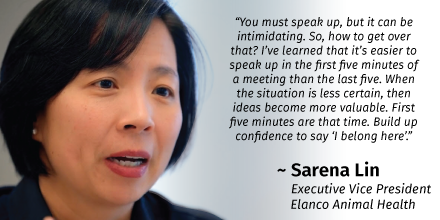 Elanco's tweet photo. “Speak up in the first 5 minutes of a meeting, not the last five.” Sarena Lin, Elanco EVP, joined a panel of executives today at the  Women in Agribusiness Summit. @womeninagri #WIAS19 #WeareElanco https://t.co/SqdiA5CJGc