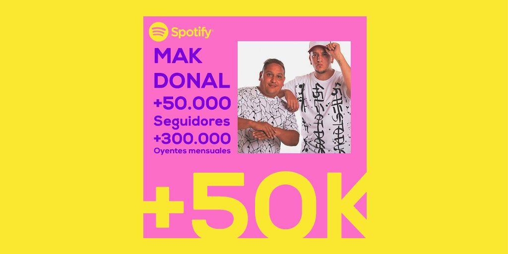CProduccionesok's tweet photo. Felicitaciones!! a MAK DONAL por imponer su precencia en Spotify🔊 alcanzando los mas de 50k💹 seguidores y +300k💹 de oyentes mensuales 👏 👏
@makdonalse @Pinky_MKD
#cgcprod
#BuenViernes
#FlatEarth https://t.co/BSeHBn8UNr