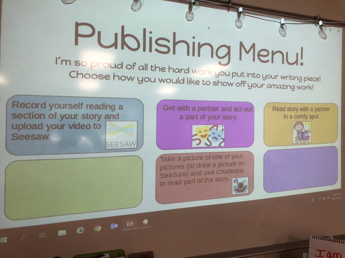 mrskopil2's tweet photo. Today we celebrated being published authors with a choice board! Ss loved sharing their stories with their friends and using seesaw to share! #fisd2 @McSpeddenES #ourfisdstory https://t.co/3I88n1kJes