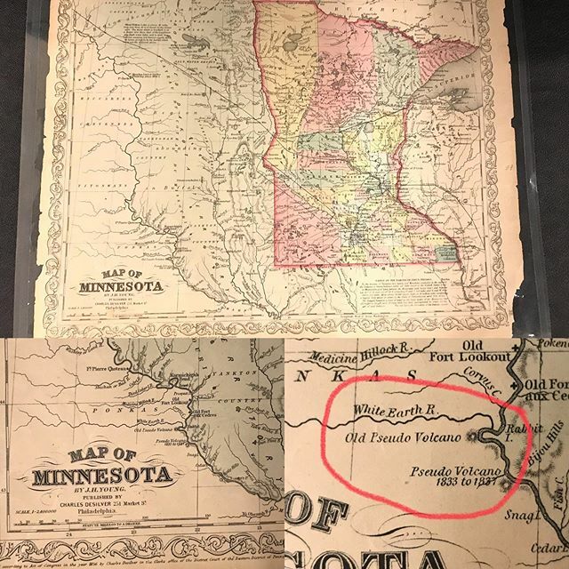 BorchertMapLib's tweet photo. Check out this 1856 Map of Minnesota from the #borchert #maplibrary. Can anyone out there explain the "Pseudo Volcano" on the banks of the Missouri River? https://t.co/epwTG9dUx1 https://t.co/zhgoEfXeY7 https://t.co/BH60RnXuV2