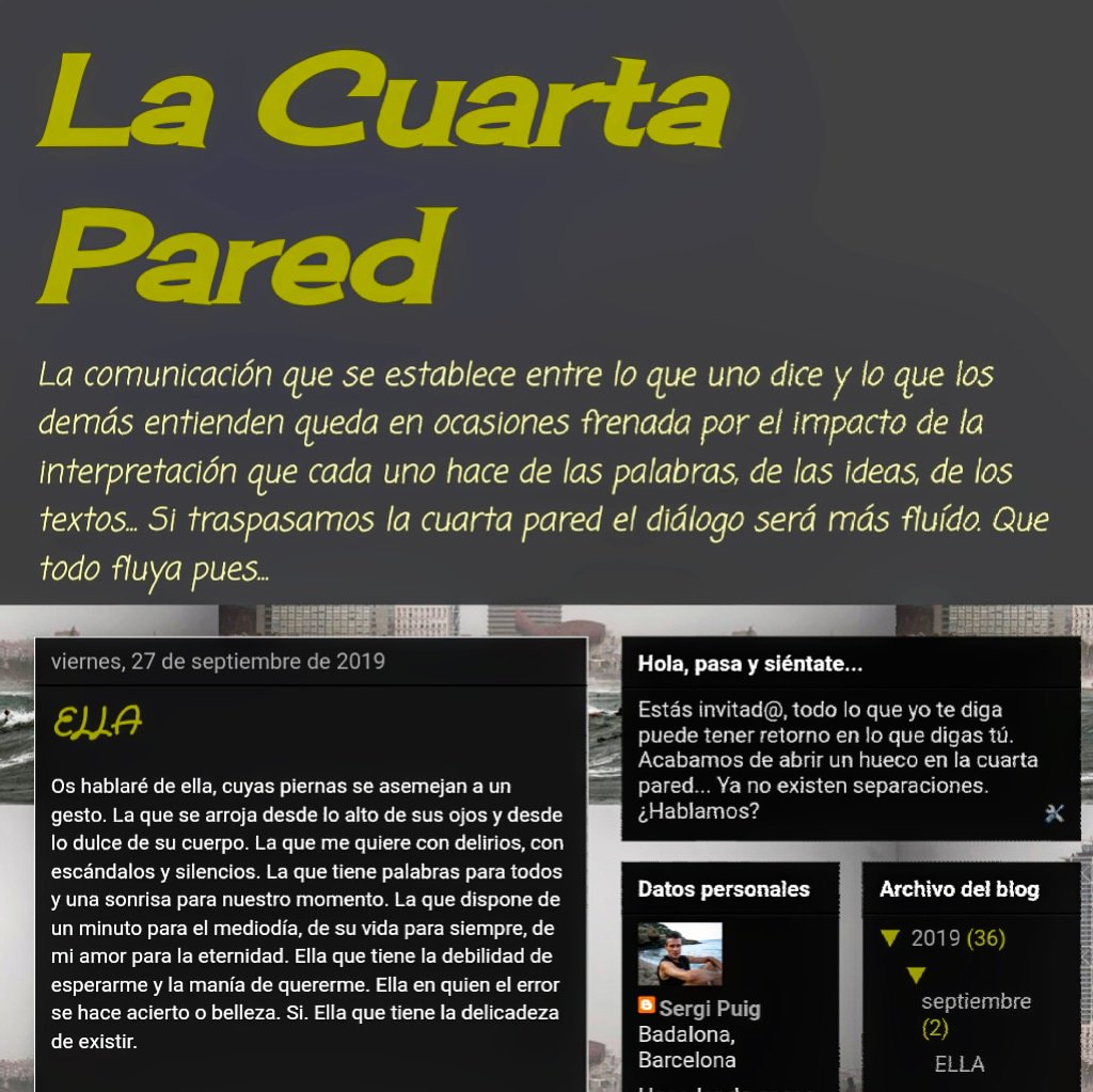 SergiPuigC's tweet photo. Los viernes al post. Te esperamos en La Cuarta Pared. Estoy con Ella... https://t.co/VqYGcOPE2u @Miss_Cuby_  #blogger #life #puravida #freesoul https://t.co/bpoGSohgYc