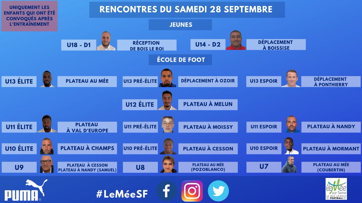🚨 PROGRAMME DU SAMEDI 28 SEPTEMBRE