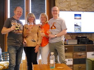 As the IoHD newsletter arrives in South West France, it's also time for a suitable aperitif with brother Matt, wife Alison and sister in law Pauline.  A votre sante!