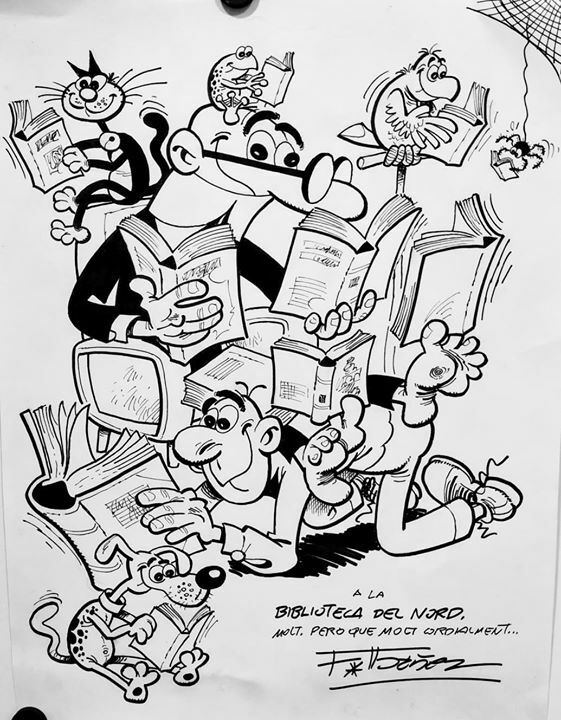 Quina sort que tenim a la Biblioteca del Nord! El gran dibuixant de còmic Francisco Ibáñez ens ha fet un regal meravellós: un pòster especial dedicat al nostre equipament. Mortadelo, Filemón i altres personatges habituals de les seves historietes apareix… ift.tt/2mdtDTR