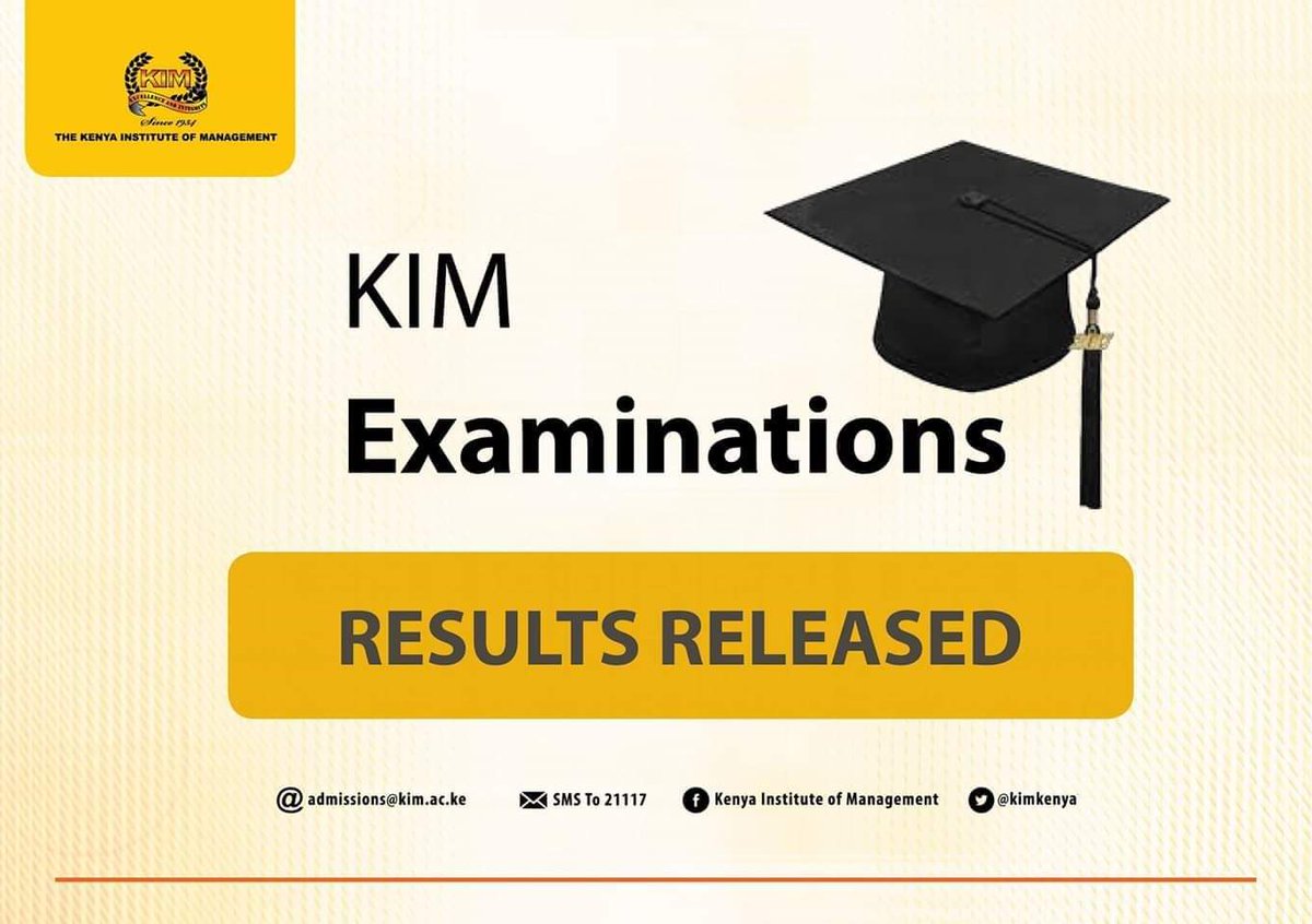 KIMKenya's tweet photo. September 2019 KIM Exam Results are out! On the link below, type your Admission Number and click SUBMIT to view your examination results.
https://t.co/wnrgvbYZDr
#KIM2019
#KIMManagement
@MuriithiNdegwa @NyamburaKe https://t.co/xNmm1Zr8fr