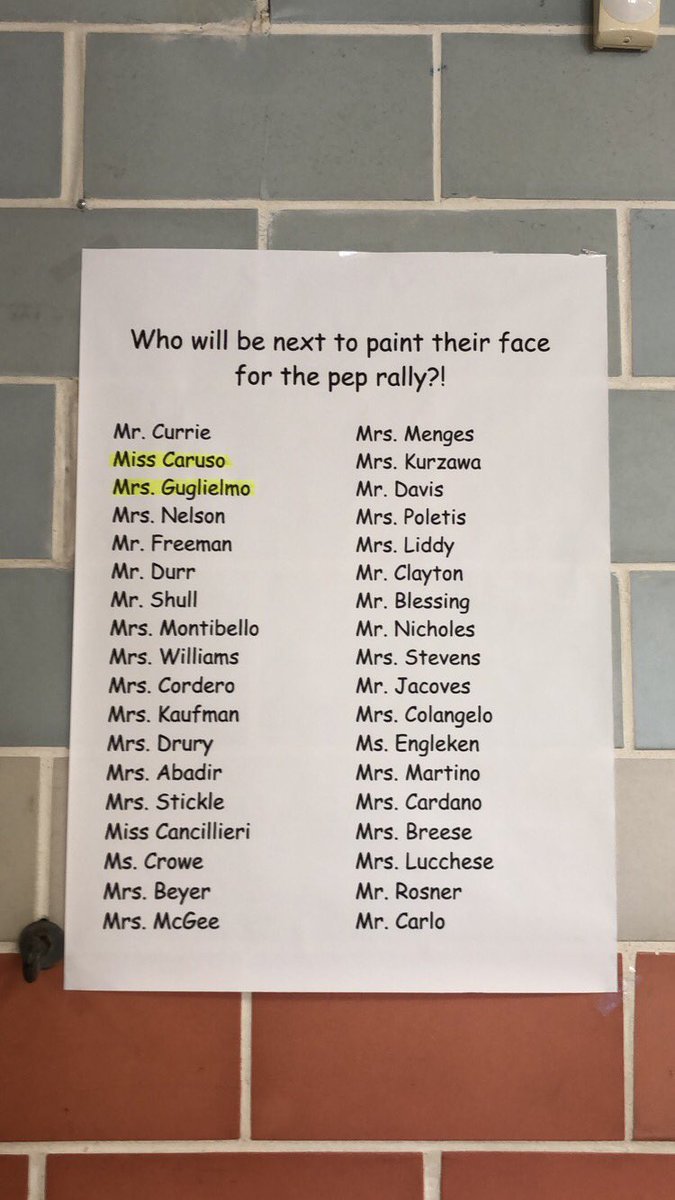 MissCarusoSci's tweet photo. The staff at Thompson takes school spirit seriously, so for every Friday that we get 80% of students to dress in school colors, one more teacher will be chosen to paint their face for the Pep Rally.  Who will be next?! @CaraGuglielmo @ThompsonMSpride #MTPSpride https://t.co/NXjlsElDdV