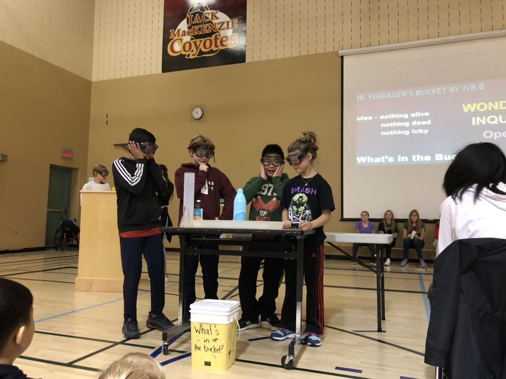 JackMacKenzie_S's tweet photo. Today’s celebration assembly! #effortandkindness awards, science experiment by 7/8 B for our ‘what’s in the bucket’, grade 1/2 perform ‘The Duck Song’, and O Canada in Cree. @RegPublicSchool #greatandgettinggreater https://t.co/2xZtp3qJUi