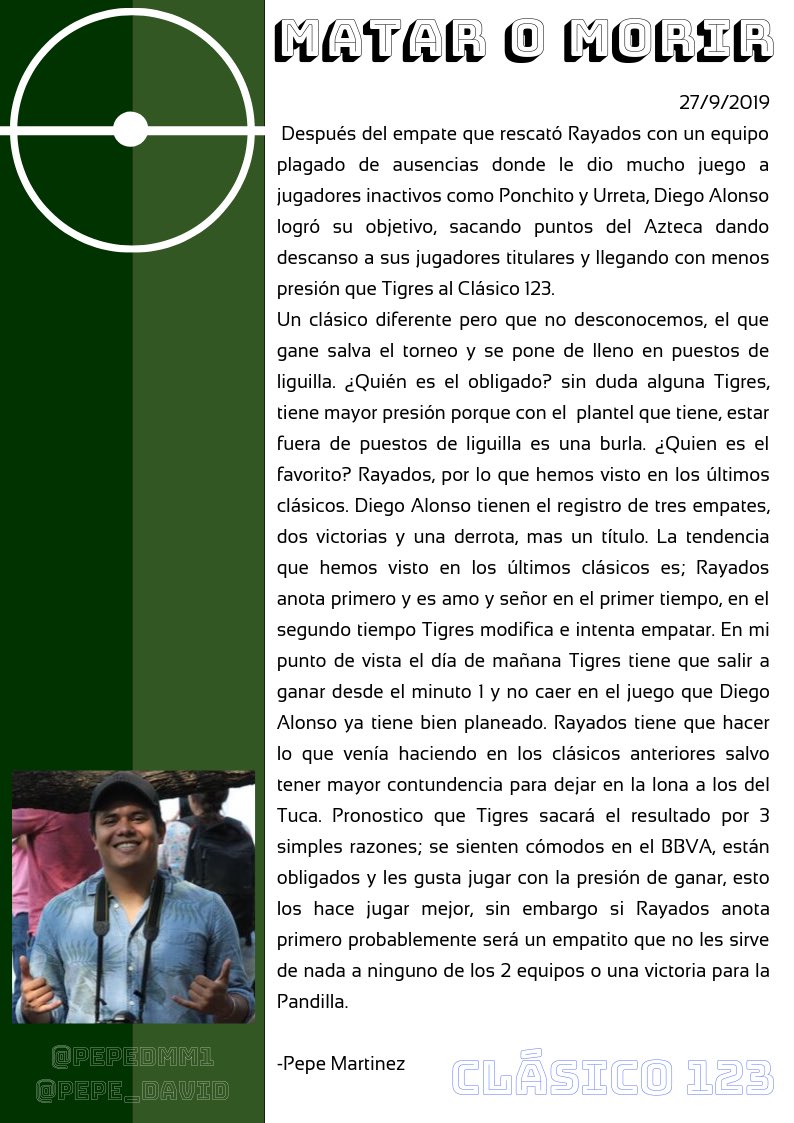 pepedavidm's tweet photo. #Clasico123 @Rayados vs @TigresOficial (Opinión) https://t.co/jmbLC02gQx
