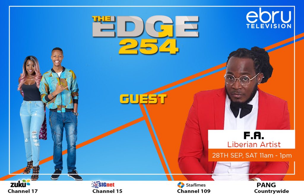 FAMUSIQ's tweet photo. Catch me live on “ The Edge 254 “ - Saturday the 28th - 11am to 1pm - Tune In Kenya!!!  @ebrutvkenya ...

#FA #famusiq #TheEdge254 #kenya #mediatour #fa2theworld #libmusic🇱🇷 #afromusic #crossingborderswithmusic #music #dotmusic #eastafrica #africa #Zo!!!!!! https://t.co/773OgXOw7U