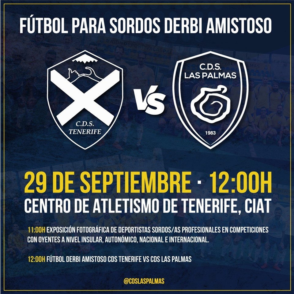 DXTenerife's tweet photo. Con motivo del Día Internacional de las Personas Sordas @FASICAN96 y #Asorte organizan este domingo en el #CIAT una exposición fotográfica de deporte inclusivo y un partido amistoso entre @CDSTenerife y @CDS_LasPalmas ¡Allí estaremos, no faltes! https://t.co/l8yQkjfcpj