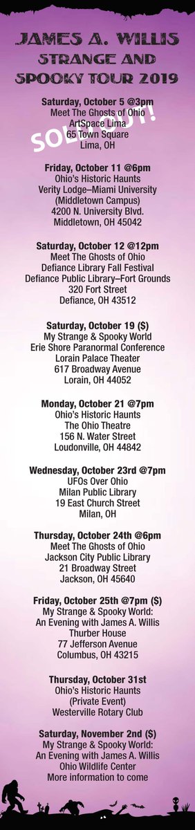 2019 Presentation/Appearance Cheat Sheet strangeandspookyworld.com/2019/09/27/201…