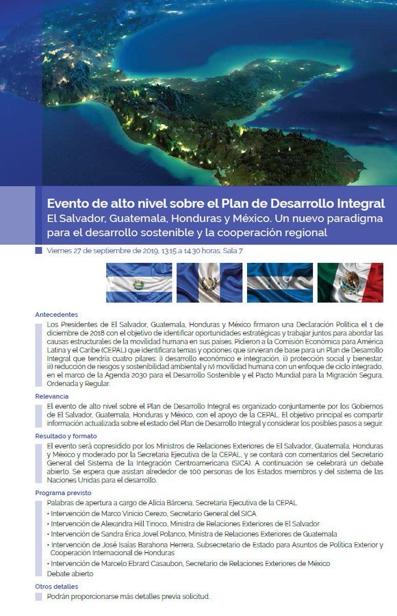 sg_sica's tweet photo. En el evento de Alto Nivel sobre el PDI en #UNGA "Es necesario armonizar las visiones de desarrollo, lo que los países quieren y lo que se trabaja en el marco del #SICA. Fundamental, para abordar la migración, la visión de desarrollo por encima de la de seguridad" @VinicioCerezo https://t.co/ayQknTnsrR