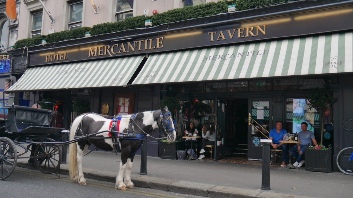 PubsofDub's tweet photo. Finally we squeeze out of #Templebar and make our way up to Dame street and @the_mercantile with Live music of many genres and multiple bars within to choose from you'll be spoiled for choice! Horse &amp; carriage optional😆 https://t.co/vLSUj37b0i