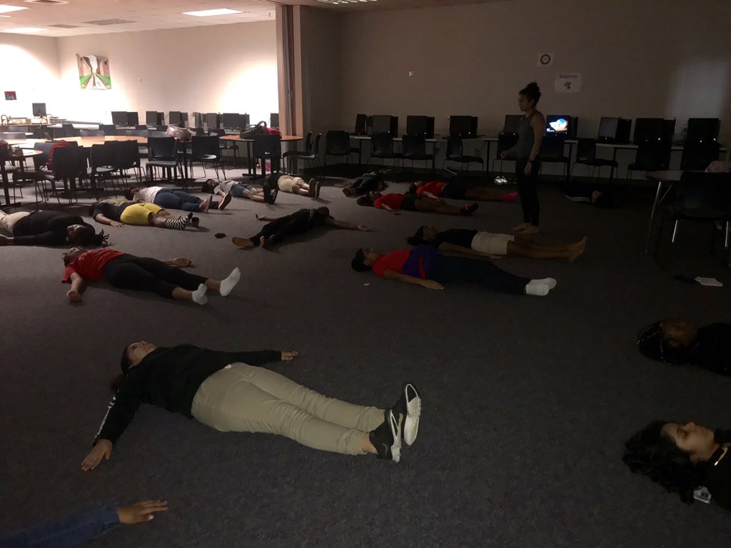 EzeanyaCIS's tweet photo. “Yoga is the journey of the self, through the self, to the self.”- The Bhagavad Gita. 
 
CIS’S #Girl Chat group participated  in a yoga session with, Ms. Pabon. 

“ I learned new breathing techniques that I can use when I’m upset.”-#Girl Chat Student
  @cishouston @ODMSMustangs https://t.co/L8pxjiPO3j