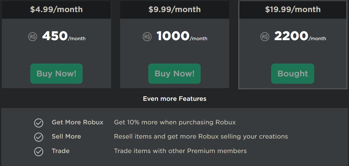 Sleghart Pa Twitter What S The Point Of Purchasing 400 800 1700 Robux If You Can Just Buy Premium For The Same Price And Get More Robux Considering It Now Gives You It All At - roblox 400 robux satın al