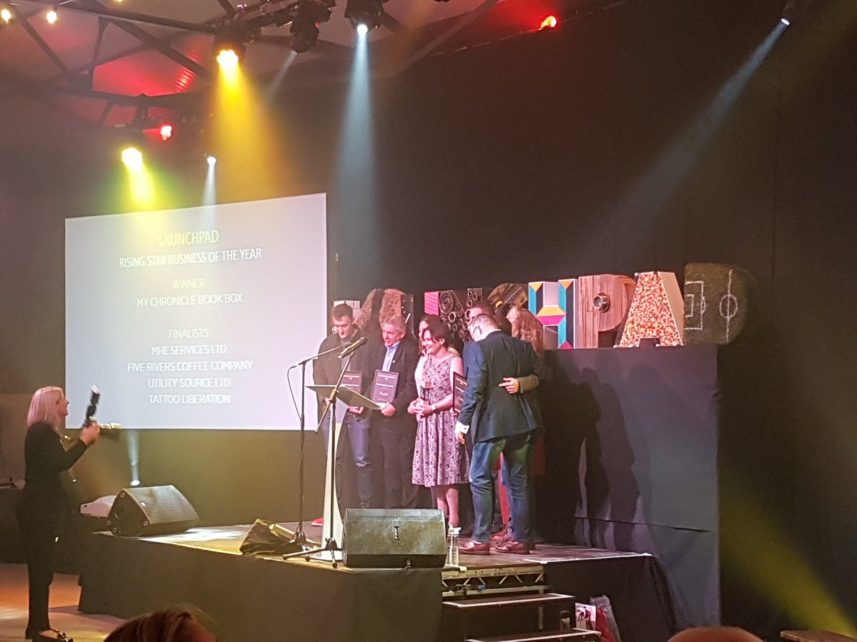 SCRLaunchpad's tweet photo. 2.Our Rising Star Business of the Year winner, sponsored by Doncaster Chamber (@DNChamber) , @MyChronicleBB. Congratulations to finalists MHE Services Ltd, Five Rivers Coffee Company, @Utility_Source, and Tattoo Liberation - #LPAwards2019 https://t.co/Ym4nyLJ7RS